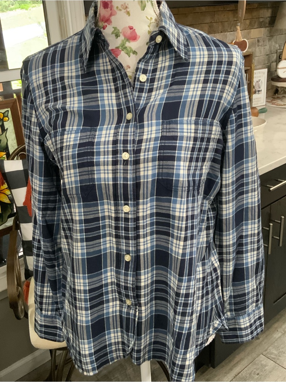 Lauren Jeans Co Lauren Ralph Lauren Blue Plaid Shirt Size M Flannel Preppy New